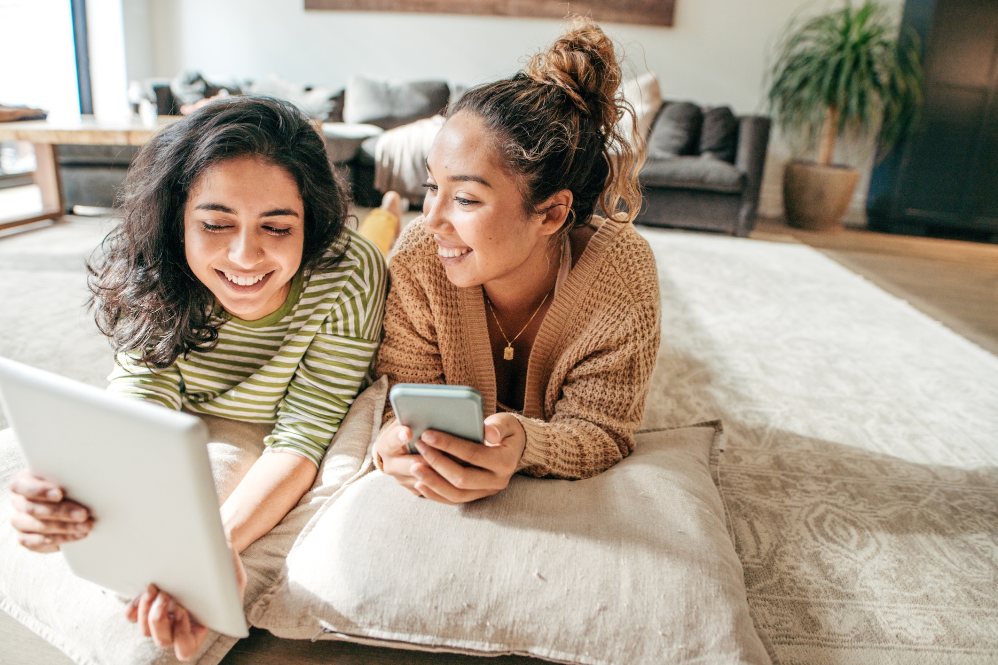 young woman working at home